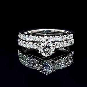 1.06ctw Diamond VVSE Engagement Ring & Wedding Band 2-Piece Bridal Set in 14k White Gold Matching 12 Eternity Design $4250 Retail VIDEO