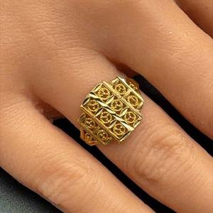 22k Yellow Gold Vintage Filigree Milgrain Tapered Ring Unique Piece & Design