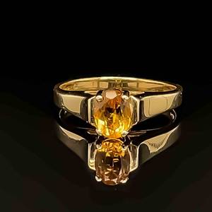 Oval Citrine Solitaire Birthstone Ring in 14k Yellow Gold