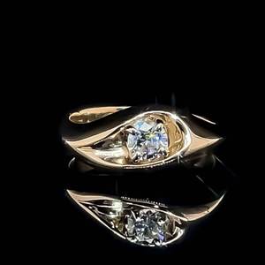 0.20ctw Diamond Solitaire Round Brilliant Abstract Artistic Ring in 14k Yellow Gold $1350 Retail VIDEO