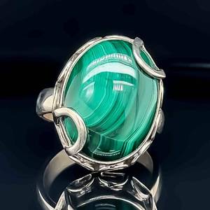 Malachite Oval Cabochon Statement Ring MADE IN JAIPUR