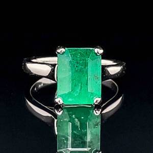 2.15ctw Columbian Emerald Solitaire Ring in 18k White Gold $3,500 Retail