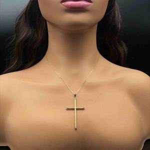 Statement Classic Slim Cross Pendant XL Size in Yellow Gold