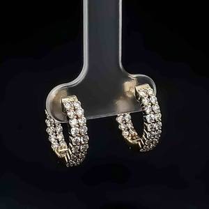1.50ctw Diamond Double-Row Inside Out Small Round Hoop Huggie Earrings in 14k Yellow Gold Fine Quality $3600 Retail VIDEO