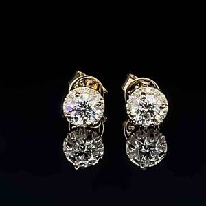 Diamond Studs 0.51ctw. VS CLARITY E COLOR Hidden Halo Cluster in 14k Yellow Gold BRAND NEW NEVER WORN $1,850 Retail VIDEO