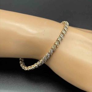 0.70ctw Diamond Cluster Open Curved Ribbon Link Tennis Bracelet in Yellow Gold $2100 Retail
