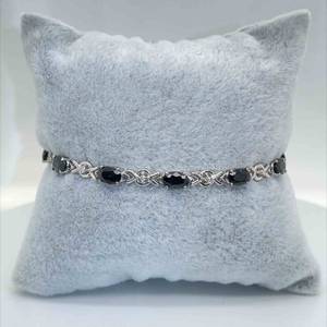Natural Sapphire & Diamond XOXO Chevron Link Tennis Bracelet in 14k White Gold $2275 Retail