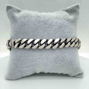 Mens Sterling Silver Curb Bracelet with Gunmetal Finish, Heavyweight 40 GRAMS