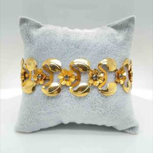 Statement Glam Smoke Rhinestone Floral Link Bracelet Gold Filled Rich Shine