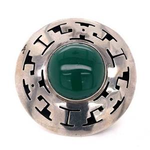 Large AZTEC JLA TAXCO MEXICO Convertible BroochPendant in 925 Sterling Silver