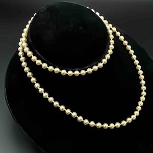 Single Strand Shimmering White Pearl Long Necklace, 30