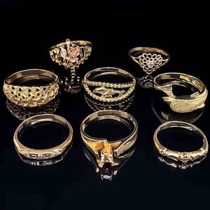LOT OF 8 RINGS UP FOR GRABS Diamonds, Dolphin Twisted Rope, Diamond-Cut, Dome-Shaped, Tri-Color & More Stacking Rings VIDEO