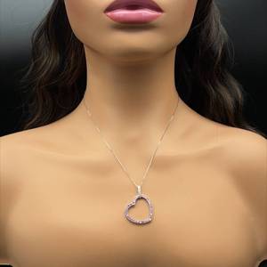 Pink Sapphire & Diamond Open Heart Halo Oversized Drop Pendant in 14k White Gold $1400 Retail