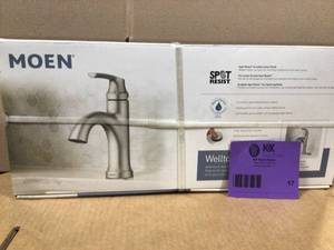 MOEN Wellton 4 in. Centerset Single Handle Bathroom Faucet in Spot Resist Brushed Nickel