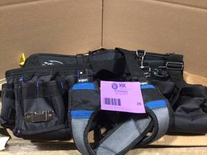 DEAD ON TOOLS Professional Electricians 2 Pouch Tool Storage Suspension Rig with LoadBear Suspenders in Black