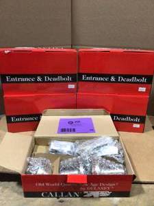 DELANEY HARDWARE 5-Bennett Satin Nickel Entry Door Handles and 5-Satin Nickel Single Cylinder Deadbolt All Keyed Alike