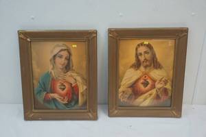 Vintage Framed Jesus & Mary