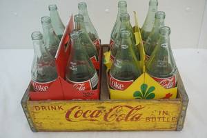 coke cola crate , bottles