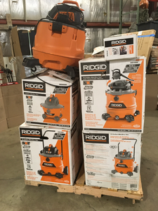 lot 6 image: Mix Pallet of assorted Ridgid WetDry Shop Vacuums Customer returns Review all pictures
