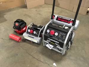 lot 16 image: Mix Lot of Assorted Husky Air Compressors Customer returns Review all pictures