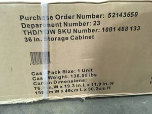lot 39 image: Husky Ready-to-Assemble 24-Gauge Steel Freestanding Garage Cabinet in Black (36 in. W x 72 in. H x 18 in. D) Review all pictures