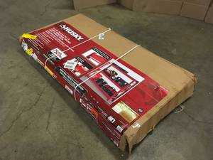 lot 40 image: Husky 3-Tier Heavy Duty Industrial Welded Steel Garage Storage Shelving Unit in Red (65 in. W x 54 in. H x 24 in. D) Review all pictures