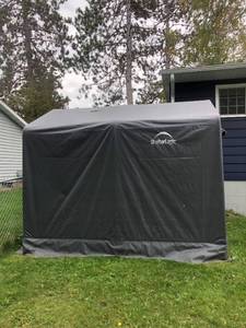 lot 3 image: SHELTERLOGIC 10 x 10 Shed-in-a-Box All Season Steel Metal Frame Peak Roof Outdoor Storage Shed