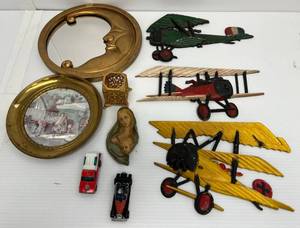 Group Of Vintage Items Including Metal Airplanes