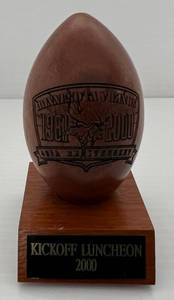 Minnesota Vikings 40Th Anniversary 1961-2000 Engraved Wood Football (From Bill Browns Estate) (Only Handed Out At Luncheon)