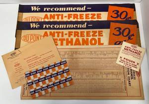 Group Of Vintage Du Pont Anti-Freeze Methanol Advertisement Pieces Including Protection Chart And More