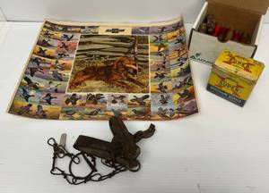 Misc. Vintage Hunting Items Including Metal Trap , Old Shotgun Shells