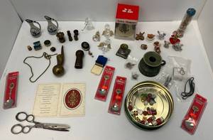 Group Of Misc. Antique Miniatures Including Enameled Pill Box And More