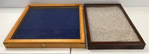 Pair Of Wood Hinged Display Cases 1 22 x 17 (Cracked Glass) 1 25 x 21