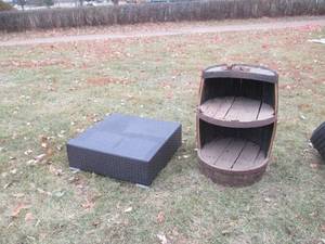 Wood barrel converted into a displa...