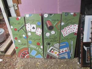 4 casino themed framed art. Origina...