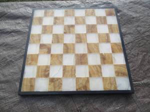 Marble chessboard and pieces (some ...