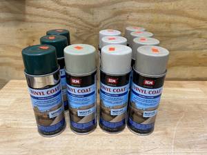 lot 140 image: SEM MARINE Lot of 11 Cans of- Flexible Vinyl Coat- various colors