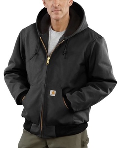 lot 67 image: CARHARTT Mens 3 XLT Black Cotton Quilted Flannel Lined Duck Active Jacket