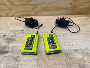 lot 77 image: RYOBI Lot of 2- 40v Chargers with USB