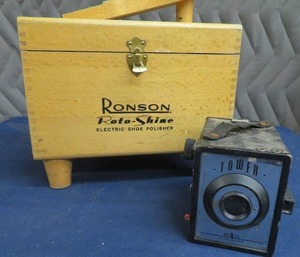 lot 50 image: TOWER CAMERA  RONSON ROTO-SHINE SHOE POLISHER