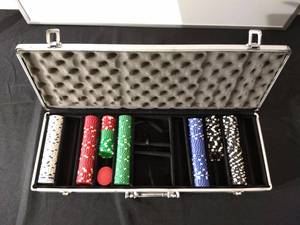 Used Metal Poker Case with Chips