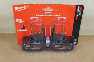 NEW Milwaukee M12 Red Lithium XC3.0 Battery 2-Pack