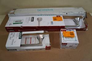 Assorted Brushed Nickel Finished Towel Bar, Grab Bar, Hook, Toilet Paper Holder