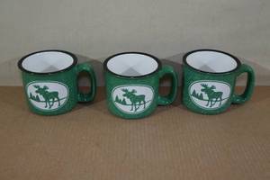 3 Cape Shore Green Etched Moose 15oz Mugs