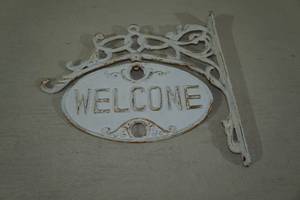 Vintage Look Cast Iron WelcomeGo Away Sign