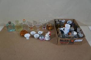 Assorted Glassware- SaltPepper Shakers, Cups, Mugs, Vials