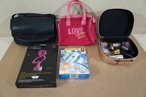 LED Neon Flamingo with Assorted Makeup and Bags and Pedi Egg Nail Kit