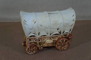 Vintage Mccoy Covered Wagon Pottery Bank