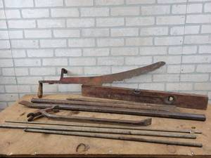 Lot of Steel Pry Bars, Antique Stanley Level and More