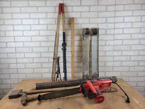 Homelite 14 Electric Chainsaw (works), fence Stretchers, Ballpeen Hammer, Axe and More - NO SHIPPING